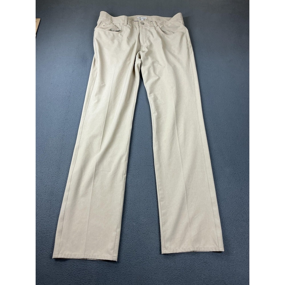 Peter Millar Golf Pants Mens 33x34 Beige Chino Regular Fit Microfiber Stretch